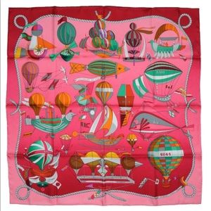Hermès Pink & Green Les Folies du Ciel Silk Scarf